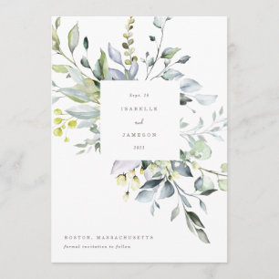 Dusty Blue Florals Save the Date Menu