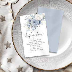 Dusty Blue Florals Script Display Baby Shower Enclosure Card
