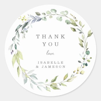 Dusty Blue Florals Thank You Sticker Tag by FINEandDANDY at Zazzle