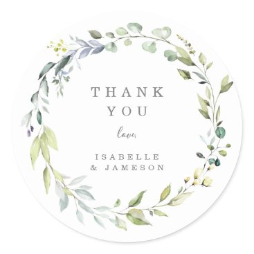 Dusty Blue Florals Thank You Sticker Tag