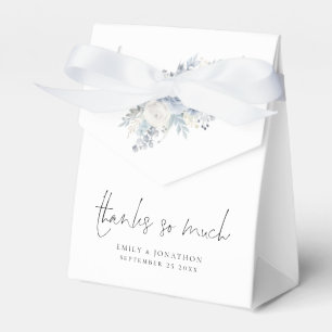 Dusty Blue Florals Thank You Wedding Favor Boxes