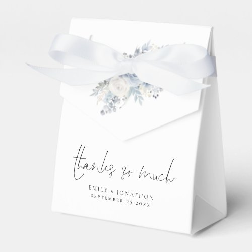 Dusty Blue Florals Thank You Wedding Favor Boxes