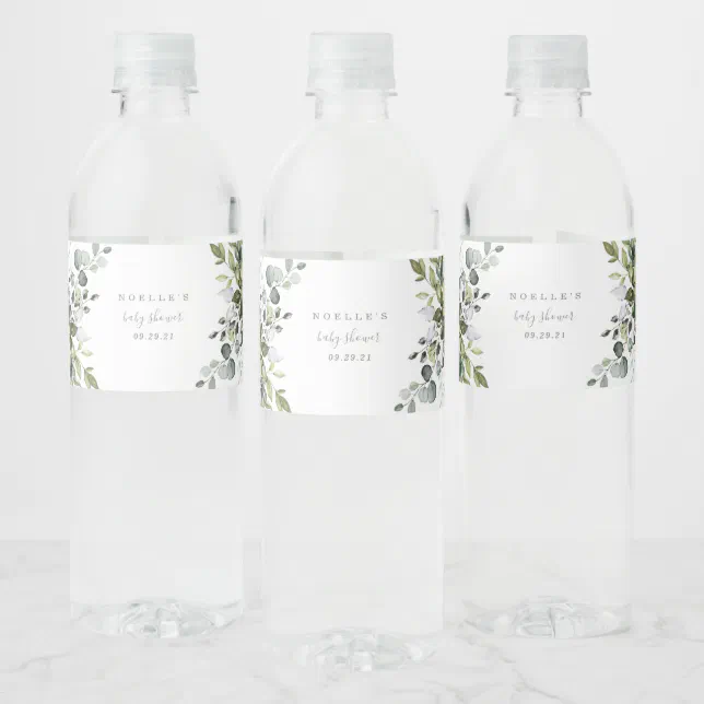 Dusty Blue Florals Water Bottle Labels | Zazzle