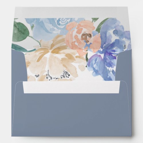 Dusty Blue Florals Wedding Invitation Envelope