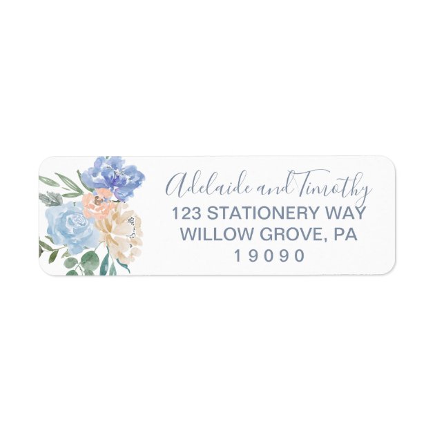 Dusty Blue Florals Wedding Label