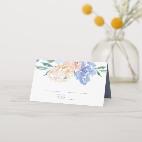 Dusty Blue Florals Wedding Place Card