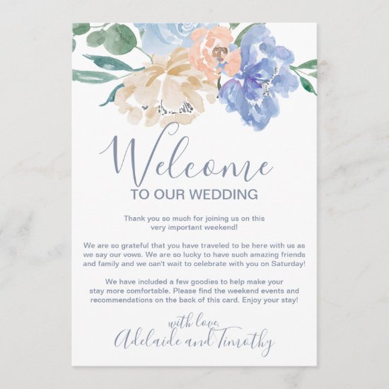 Dusty Blue Florals Welcome Letter & Itinerary Program