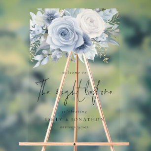 Dusty Blue Florals Welcome To Night Before Acrylic Sign