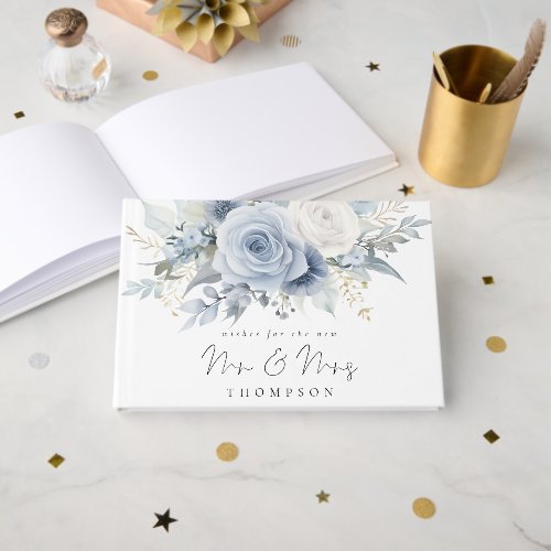 Dusty Blue Florals Wishes New Mr Mrs