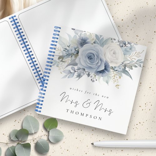 Dusty Blue Florals Wishes New Mrs Mrs Guest Book