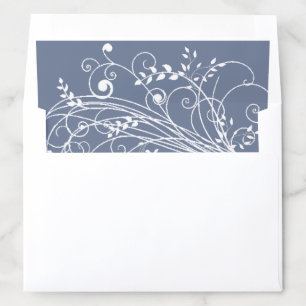 Dusty Blue Flourish Wedding Envelope Liner