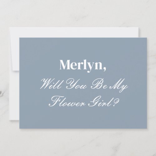 Dusty Blue Flower Girl Proposal Wedding Minimal Invitation