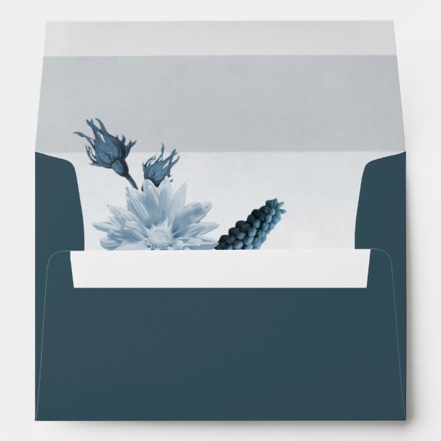 dusty blue flower navy wedding envelope (Back (Bottom))