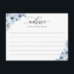 Dusty Blue Flowers Advice and Wishes Card<br><div class="desc">This Floral Advice and Wishes Card features a stunning floral design in delicate shades of blue, which adds a touch of sophistication to any bridal shower or wedding event. This card provides ample space for guests to write their advice and wishes, making it a wonderful keepsake for the bride-to-be. You...</div>