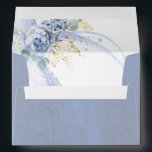 Dusty Blue Flowers and Gold Greenery Elegant Envelope<br><div class="desc">Dusty blue flowers and gold greenery elegant envelopes</div>