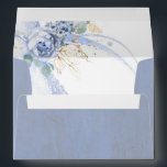 Dusty Blue Flowers and Gold Greenery Elegant Envelope<br><div class="desc">Dusty blue flowers and gold greenery elegant envelopes</div>