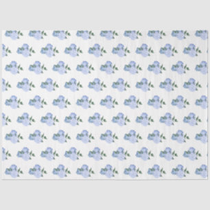 Dusty Blue Flowers and Greenery Pattern Tissue Paper
