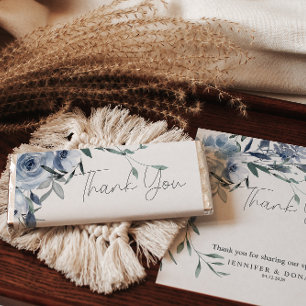 Dusty Blue Flowers Boho Wedding Hershey Bar Favors