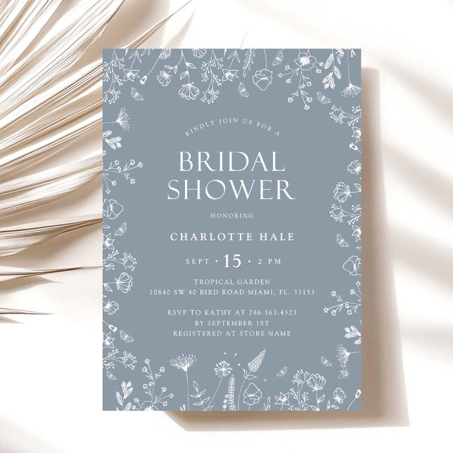 Dusty Blue Flowers Bridal Shower  Invitation (Creator Uploaded)