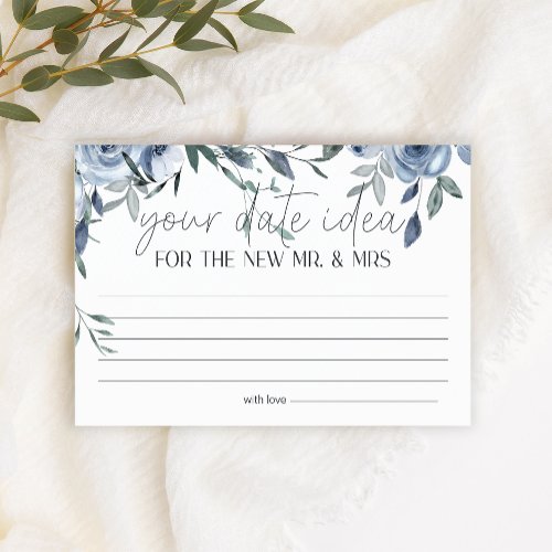 Dusty Blue Flowers Date Night Idea Shower Game Stationery