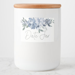 Dusty Blue Flowers Date Night Jar Food Label