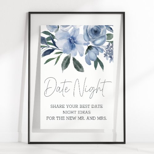 Dusty Blue Flowers Date Night Poster
