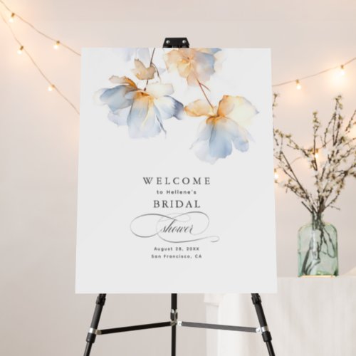 Dusty Blue Flowers Elegant Any Event Welcome Sign