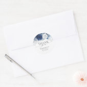Dusty Blue Flowers Elegant Thank You Classic Round Sticker (Envelope)