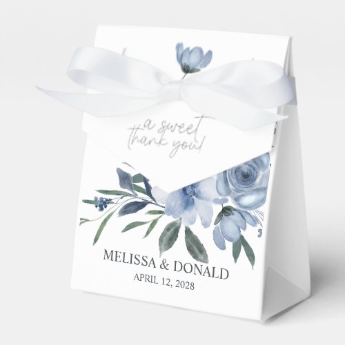 Dusty Blue Flowers Favor Box