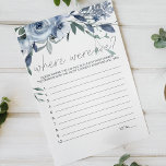 Dusty Blue Flowers Game Where Were We Flyer<br><div class="desc">Dusty Blue Flowers Bridal Shower Game.  Matching items to complete your event collection are available in our Zazzle store!</div>