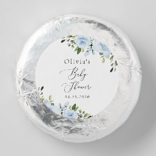 Dusty Blue Flowers, Greenery, Boho, Baby Shower Dipped Oreo Cookie Favors