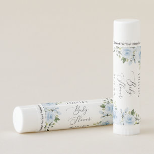 Dusty Blue Flowers, Greenery, Boho, Baby Shower Lip Balm