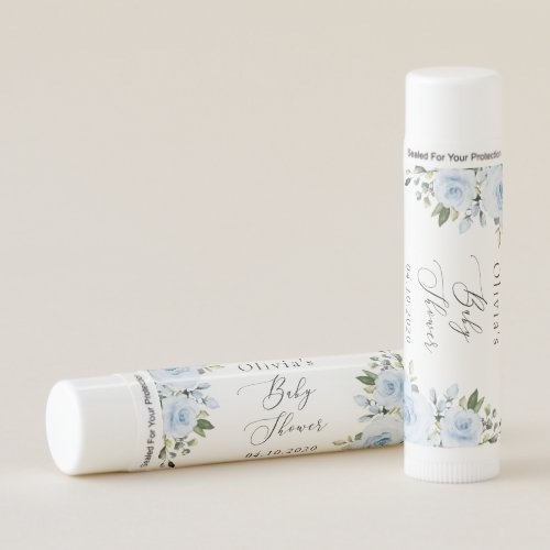 Dusty Blue Flowers Greenery Boho Baby Shower Lip Balm