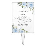 Dusty Blue Flowers, Greenery, Boho, Birthday Cake Topper