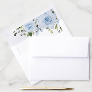 Dusty Blue Flowers, Greenery, Boho, Bridal Shower Envelope Liner