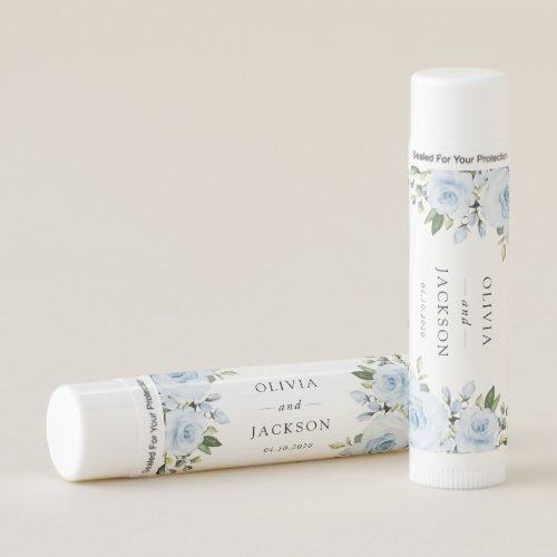 Dusty Blue Flowers Greenery Boho Floral Wedding Lip Balm