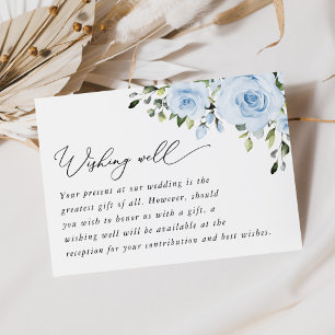 Dusty Blue Flowers, Greenery, Wedding Wishing Well Enclosure Card