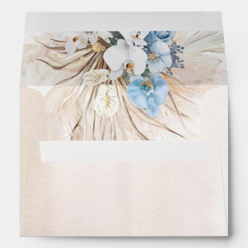 Dusty Blue Flowers Pampas Grass White Orchids Enve Envelope