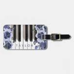 Dusty Blue Flowers Piano Design Luggage Tag at Zazzle