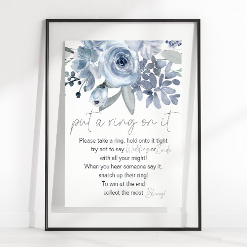 Dusty Blue Flowers Put A Ring On It Game Poster