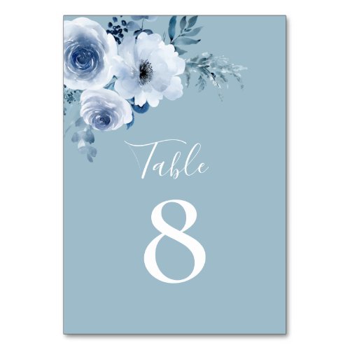 dusty blue flowers table number