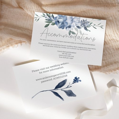 Dusty Blue Flowers Wedding Enclosure Card