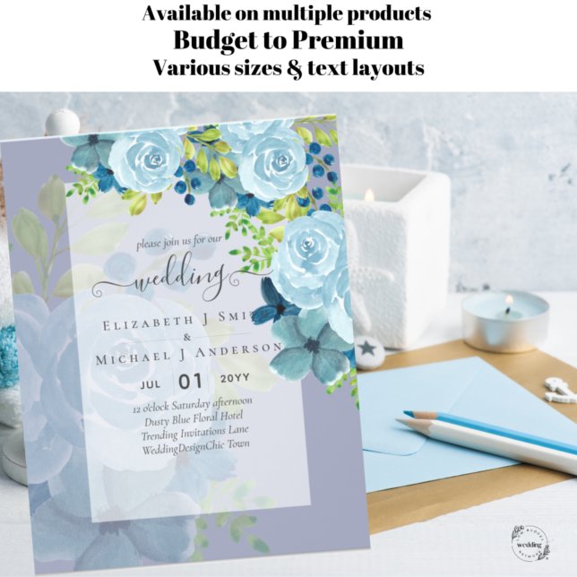 DUSTY BLUE FLOWERS WEDDING INVITES - BUDGET FLYER (Creator Uploaded)