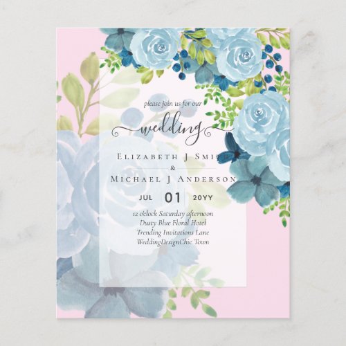 DUSTY BLUE FLOWERS WEDDING INVITES _ BUDGET FLYER