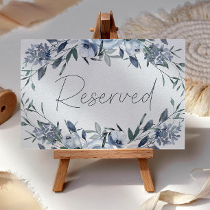 Dusty Blue Flowers Wedding Reserved Place Card