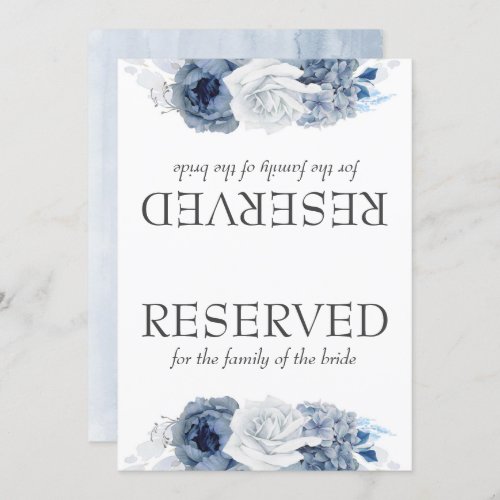 Dusty Blue Flowers Wedding Reserved Sign