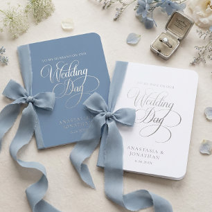 Dusty Blue Foil Wedding Vow Book Set