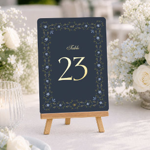 Dusty Blue Folk Real Gold Foil Table Numbers 1–29