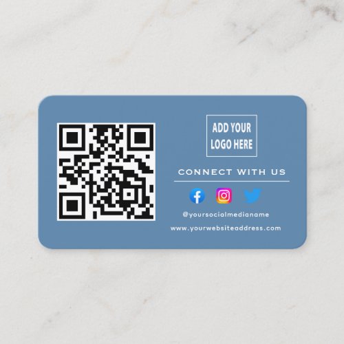 Dusty Blue Follow Scan To Connect With Us QR Code Business Card
