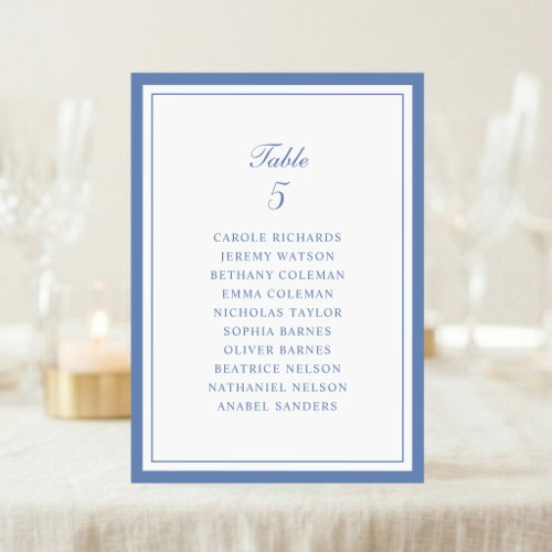 Dusty Blue Frame Wedding Table Seating Chart Card
